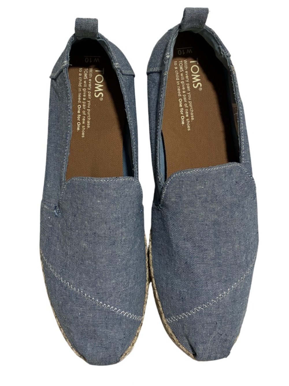 Toms Blue Chambray Denim Espadrille Alpargatas 10 - Picture 8 of 12